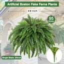 Single Silky Artificial Boston Fern Bush, 49Inch Large Artificial Ferns for Outdoors, Large Faux Ferns Artificial Plants,Suitable for Decorating Office, Living Room Faux Greenery,95Branches