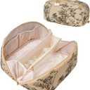 Large Capacity Cosmetic Bag for Women, Waterproof PU Leather Makeup Bag for Travel,Toiletry Bag Make up Organizer with Divider and Handle (Lighting Coffee)