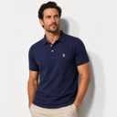 U.S. Polo Assn. Men's Classic Polo Shirt, Two-Button Closure Pique Polo Shirt, Summer Fashion Golf Shirt (Blue, M)