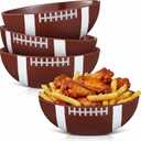 Qinyoung 4 Pack Football Serving Bowls Set 8 Inch Snack Bowls for Football Game Day Party Reusable Resin Serving Tray Dishes for Chips Popcorn Candy and Sports Themed Birthday Party Decorations
