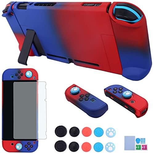 Dockable Case for Nintendo Switch - COMCOOL 3 in 1 Protective Cover Case for Nintendo Switch and Joy-Con Controller with Screen Protector - Red Blue
