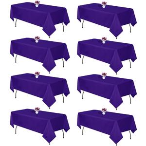 8 Packs Purple Tablecloth Rectangle 60x102 Inch Rectangular Table Cloth for 6 Foot Rectangle Tables, Wrinkle Resistant Polyester Fabric Tablecloth Washable Table Cover for Wedding Party Decor