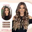 Fliace Clip in Long Wavy Synthetic Hair Extensions 20 Inch Light Brown with Blonde Highlights 6PCS Thick Hairpieces Fiber Double Weft Hair for Women