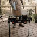 Gas One Propane Double Burner Two Burner Camp Stove Outdoor High Pressure Propane 2 Burner Adjustable PSI Regulator and 4ft Hose With Removable Legs