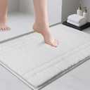PURRUGS Bathroom Rug Non-Slip Machine Washable 20" x 30", Super Absorbent and Quick Dry Shaggy Microfiber Bath Mat, Extra Soft and Plush Bath Rug for Bathtub, Shower, and Sink, White