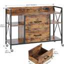 Office File Cabinet, 2 Drawer File Cabinets with Lock, Filing Cabinet with Power Outlets, Adjustable Shelves, Rolling Storage Cabinets for Home Office, Vintage