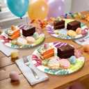 50 PCS Easter Plates, 9 Inch 7 Inch Dessert Paper Plates Party Supplies for Spring Holiday Picnic, Serve for 25 Guests (Egg)