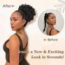 Matthia Messy Hair Bun Hair Piece Drawstring Ponytail for Black Women Large Curly Bun, Short Synthetic Salt and Pepper Hair Bun Extensions Curly Messy Updo Hair Piece for Women Daily Use(1B/Grey#)