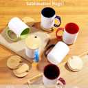 RAINBOWTIE Sublimation Mugs Set of 12, 15 oz Sublimation Coffee Mugs with Bamboo Lid, Tazas Para Sublimar, Mug Sets, Coffee Cup with Lid,6 Assorted Colors