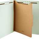 Amazon Basics Classification File Folders, 1 Divider, 2-Inch Embedded Fasteners, Letter Size for Documents, Light Green, 10-Pack
