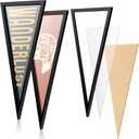 Pennant Frame Wood Flag Frame for 12 x 30 Inch Pennants Display Holder 1 Inch Team Flag Case, Black(2 Pcs)