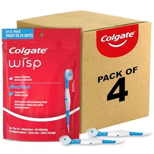 Colgate Max Fresh Wisp Disposable Mini Travel Toothbrushes, Peppermint, 24 Count (Pack of )