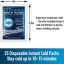 General Medi Instant Ice Cold Pack (4x 5.5) 25 Packs Disposable Cold Therapy Ice Packs for Pain Relief, Swelling, Inflammation, Sprains, Toothache for Athletes & Outdoor Activities