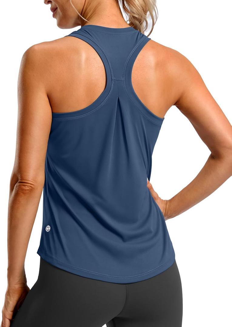 G Gradual Women's Workout Tank Tops Racerback Athletic Yoga Tops Loose Fit Sleeveless Running Gym Sports Shirts for Women (Navy, )