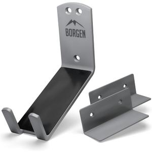 Borgen Bike Wall Mount Pedal Hook for E-Bikes, MTB & Road - Bicycle Wall Mount with Support Brackets and Wall Protection Pads, Suitable as Bike Rack Garage Bike Storage Shed and Bicycle Storage Indoor (Set of 1)