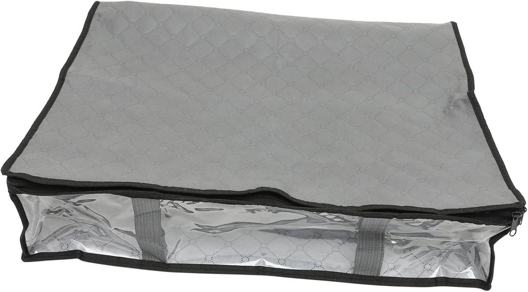 Ciieeo Nonwovens under Bed Storage Bin Foldable Organizer for Bedding and Clothing Dust Quilt Storage Bag Compact Design for Space Saving Black Small (60X45X15CM, Grey)