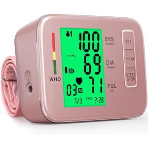 Blood Pressure Monitor,Pink Blood Pressure Machine Bp Cuff Automatic Upper Arm with 8.7”16.5 inches Adjustable Automatic High Blood Pressure Cuff for Home Use 2 x 90 Sets Memory (Pink BP Cuff)