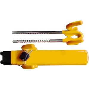 Car Steering Wheel Lock, Adjustable Length Heavy Duty Wheel Lock with 2 Keys, Double Hooks Security Anti-Theft Car Device for Most Cars, SUVs, Trucks, Pickups (Yellow)