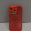 TOCOL Magnetic for iPhone 15 Pro Max Case, Upgraded Full Camera Protection, Compatible with Magsafe, Drop Protection, Translucent Matte Back Bumper Phone Cover 6.7-InchRed