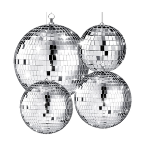 4 pack Large Disco Ball Silver Hanging Disco Balls Reflective Mirror Ball Ornament for Party Holiday Wedding Dance and Music Festivals Decor Club Stage Props