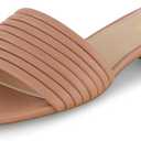 CUSHIONAIRE Women's Nino strappy low block heel slide sandal +Memory Foam and Wide Widths Available (9, Tan)