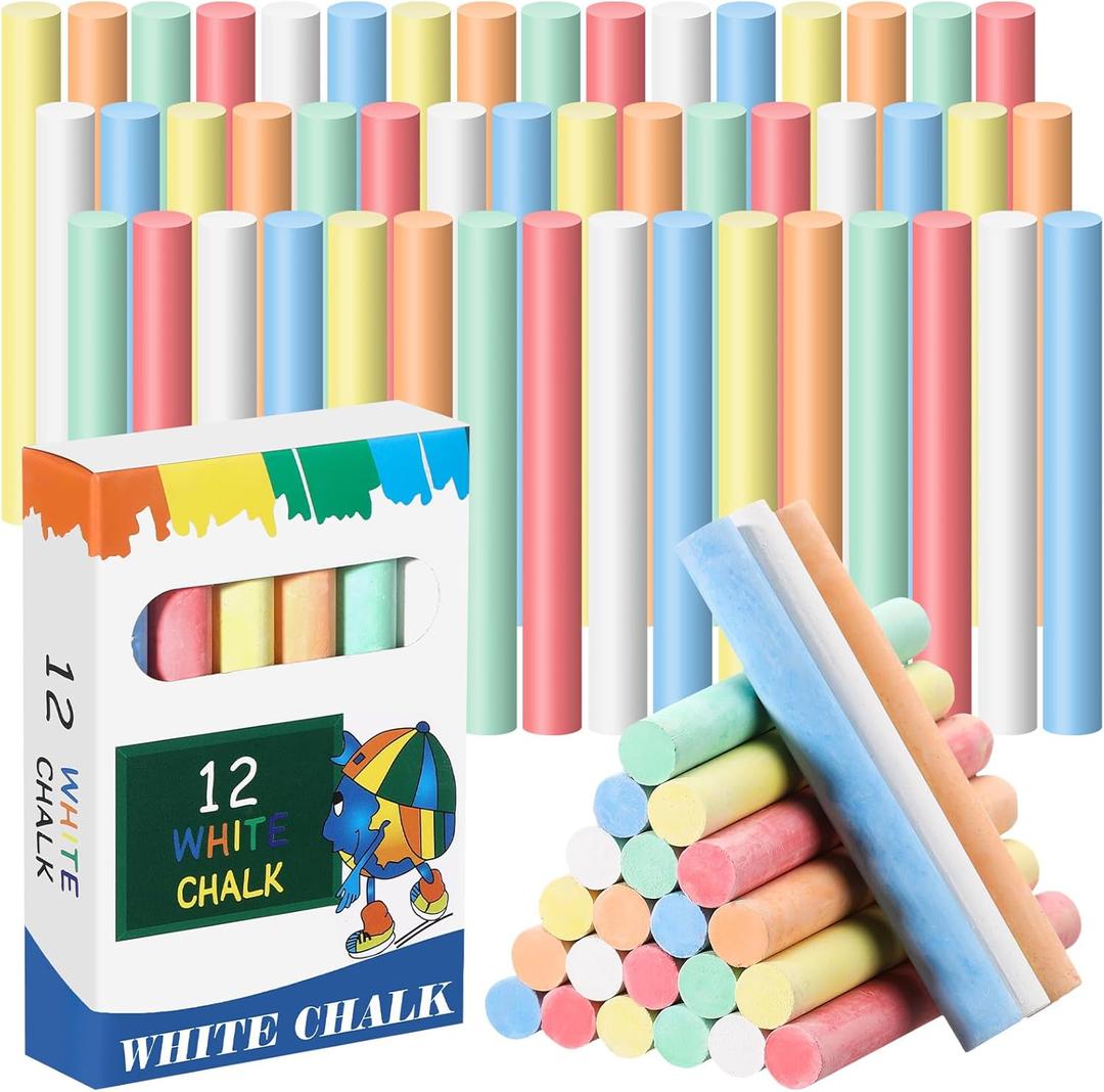 48 Pcs 6 Colored Chalkboard Chalk Dustless Chalk for Indoor Chalkboard Sticks Writing Supplies for Home Cafe Menu Sidewalk Art
