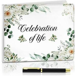 Patelai Funeral Guest Book Memorial Service Celebration of Life Sign in Book for Funeral Leather Cardinal in Loving Memorial Gift, 112 Pages(Flower)
