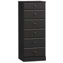 Prepac Astrid Tall Black Dresser for Bedroom: 16.5"D x 19.75"W x 50"H, 6-Drawer Chest for Bedroom by Prepac - Perfect Chest of Drawers for Ample Storage in Narrow Spaces