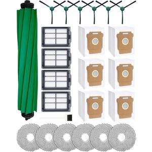24 Pcs Accessories Kit for iRobot Roomba Plus 405 Combo/505 Combo/507 Combo Robot Vacuum Cleaner: 1 Main Brush, 6 Dust Bags, 6 Mop Pads, 4 Filters, 6 Side Brushes and 1Cleaning Brush(400/500 Series)