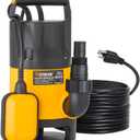 Hoteche Submersible Sump Pump 1/2 HP Portable Utility Thermoplastic Water Pump 2000GPH Heavy Duty High Flow Pump for Basement, Flooding, and Pool Draining