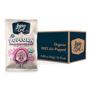 LesserEvil Himalayan Pink Salt Organic Popcorn, No Artificial Ingredients, Coconut Oil, Pack of 12, 0.88 oz Bags