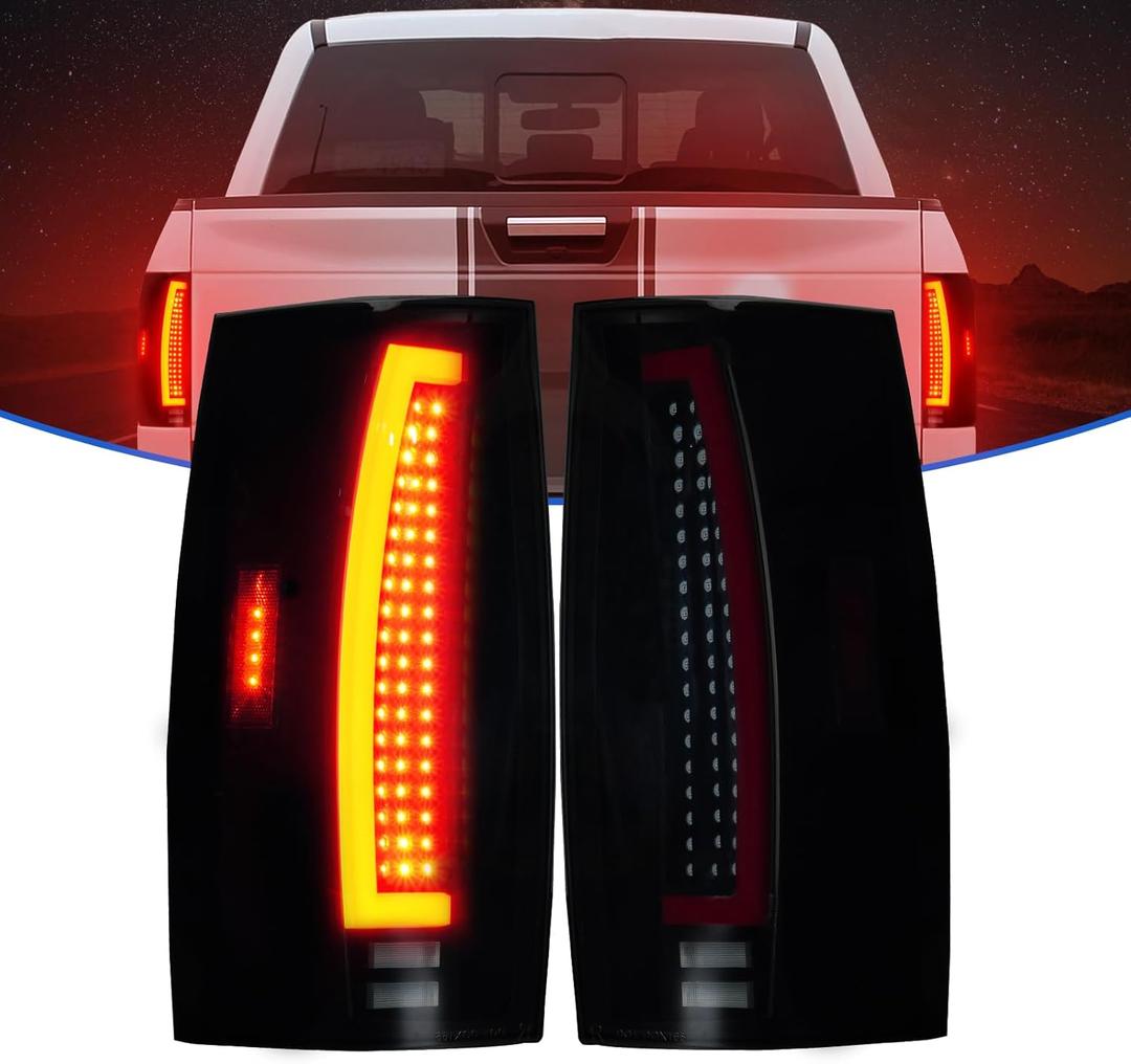 LED Tail Lights Fit for Chevy Tahoe Suburban/Fit for GMC Yukon 2007-2014, Rear Brake Lamp Taillight Assembly, Black Housing Smoke Lens