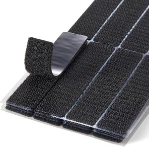 (1x4 Inch, 16 Sets) Strips with Adhesive for Fabric, No Sew Stick On for Fabric, Sticky Back for Clothes, Curtains - Heavy Duty Double Sided Hook and Loop Hem Tape Fasteners, No Sewing No Iron, Black