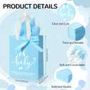 PerKoop 25 Packs Baby Shower Gifts Bags Bulk Baby Shower Party Favor Bags with Handle Paper and 25 Sheets Decorative Tissue Paper for Guests Gender Reveal Supply(Blue)