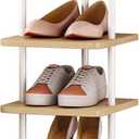 SORCEDAS 7 Tiers Vertical Shoe Rack Wooden Shoe Storage Organizer for Space Saving Narrow Shoe Shelf Storage 7 Pairs for Entryway Living Room Bedroom(White+Oak)
