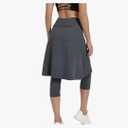 Women Athletic Knee Length Skirts with Leggings, Skirts Leggings & Skirted Capris Skorts for Women Yoga Pocket (Large)
