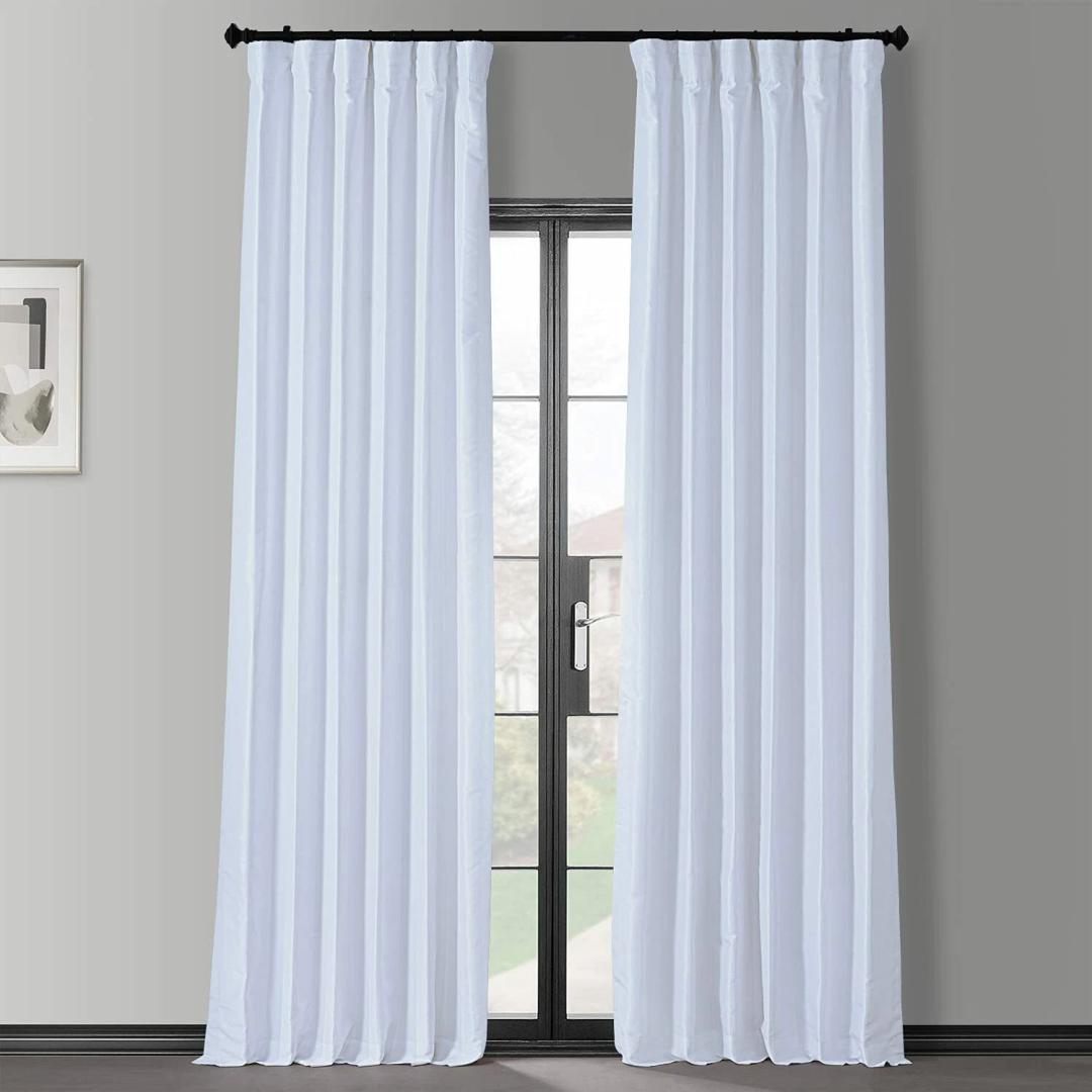 Off White Blackout Vintage Textured Faux Dupioni Curtain (1 Panel)
