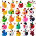 JOYIN 24 Pcs Christmas Ducks Bath Toys, Assorted Cute Rubber Duckies Bulk for Christmas Party Favors, Mini Ducky Baby Bathtub Shower Pool Toys for Kids, Xmas Table Dcorations Stocking Stuffers Gifts