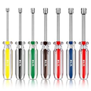 P.I.T. 7PC Metric Nut Driver Set, 3.5-inch Solid Shaft Nut Drivers (5 to 10 MM) For ightening and Loosening Fasteners with Color Coded Nonslip Comfort PVC Hand Grips, Hex Deep Nut Driver Set