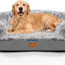 3.7 inch Thickened Orthopedic Dog Beds for Extra Large Dogs, Supportive Dog Sofa Bed with 28D EggCrate Foam, Removable Washable Cover, Waterproof Lining, HalfRound Design for Puppy,Senior,Sick