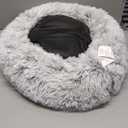 Calming Dog Bed & Cat Bed for Indoor Cats, Medium Size Washable Anti-Slip Anti-Anxiety Donut Dog Beds for Small Dogs & Cats, Fluffy Plush Cozy Round Dog Bed(20 Inch, Light Grey)