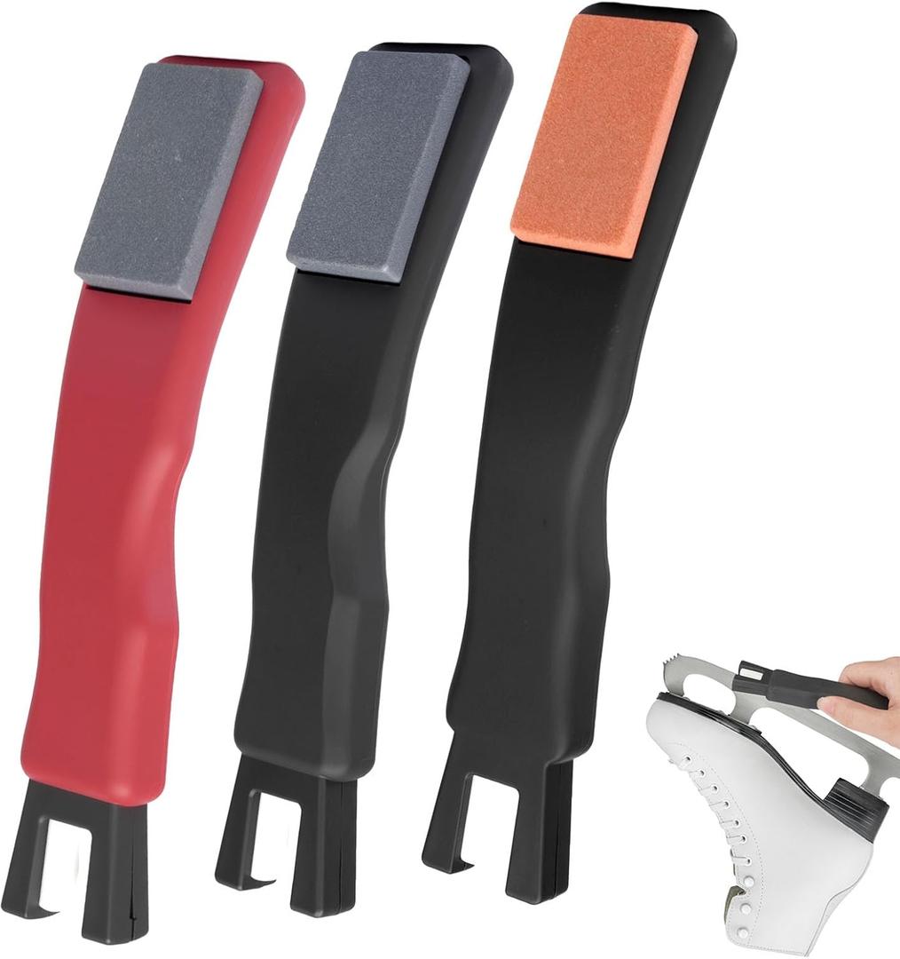 3 Pcs Ceramic Ice Skate Sharpeners with Double-Sided Sharpening Stone,Ice Skate Accessories for Hockey Skates and Figure Skate
