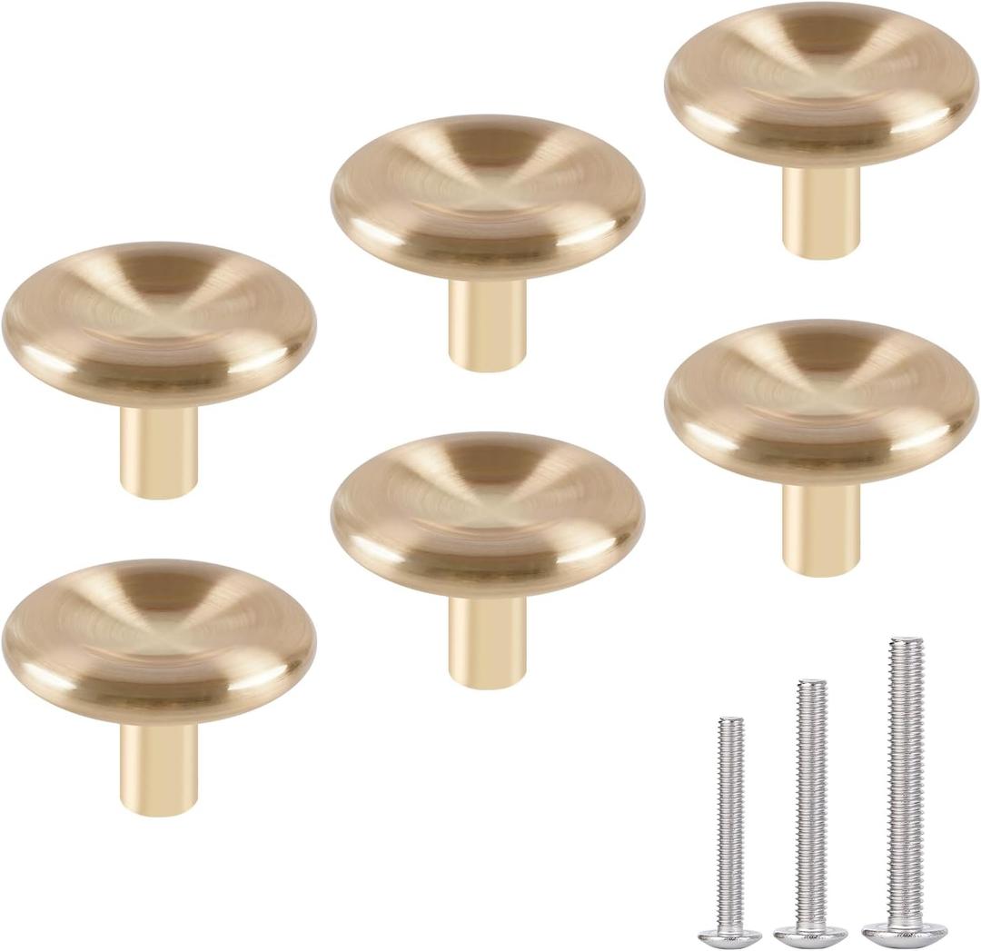 NEGS 1.57-inch Brushed Bronze Cabinet knobs Dresser knobs Drawer knobs Golden Cabinet knobs Brushed Bronze Cabinet Clearance Knob 6-pcsk (Solid 43g)
