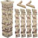 4 Piece 36'' x 6'' Stone Column Wrap with 2 Pieces 9'' x 6'' x 2'' Post Caps Faux Stone Column Wrap(Gray)