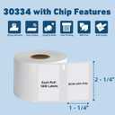 10-Pack 30334 2-1/4" x 1-1/4" Compatible for DYMO LabelWriter Printers 5XL, 550, 550 Turbo, 450 Duo, 450 Turbo, 4XL, 450, FNSKU Barcode Multi-Purpose Label with RFID Chip,1 Roll of 1000