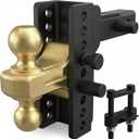 TYT Adjustable Truck Trailer Hitch for 2 inch Receiver, 6" Drop/Rise Tow Hitch with Dual Balls (2" & 2-5/16"), 14,000 lbs GTW, 1,400 lbs TW, Includes Two Pin Locks & Hitch Tightener