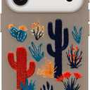 OtterBox iPhone 17 Pro Symmetry Series Cactus Leather Embroidery Case - Cactus Garden - Grey - Textured, Embroidered Cactus Garden Artistic iPhone Case
