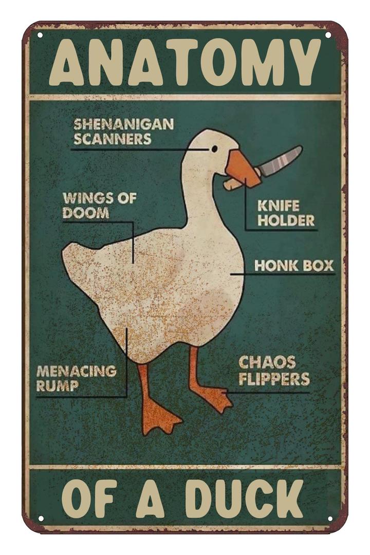 Goose Knowledge Retro Metal Tin Sign Anatomy Of A Goose Poster Restaurant Cafe Living Room Kitchen Bathroom Home Art Wall Decoration Plaque Gift