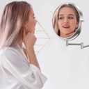 Benbilry 9" Large Size Wall Mounted Makeup Vanity Mirror, 1X/10X Magnifying Double Sided Shaving Mirror for Bathroom, 360 Swivel Extendable Arm, Nickel Finish