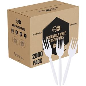 Disposable Plastic Forks Bulk 2000 Pack,White Plastic Forks for Restaurant Supply, Catering, Takeout, Food Truck, Buffet & Party